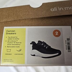 All in Motion Camren‎ Black Sneakers Size 2 New